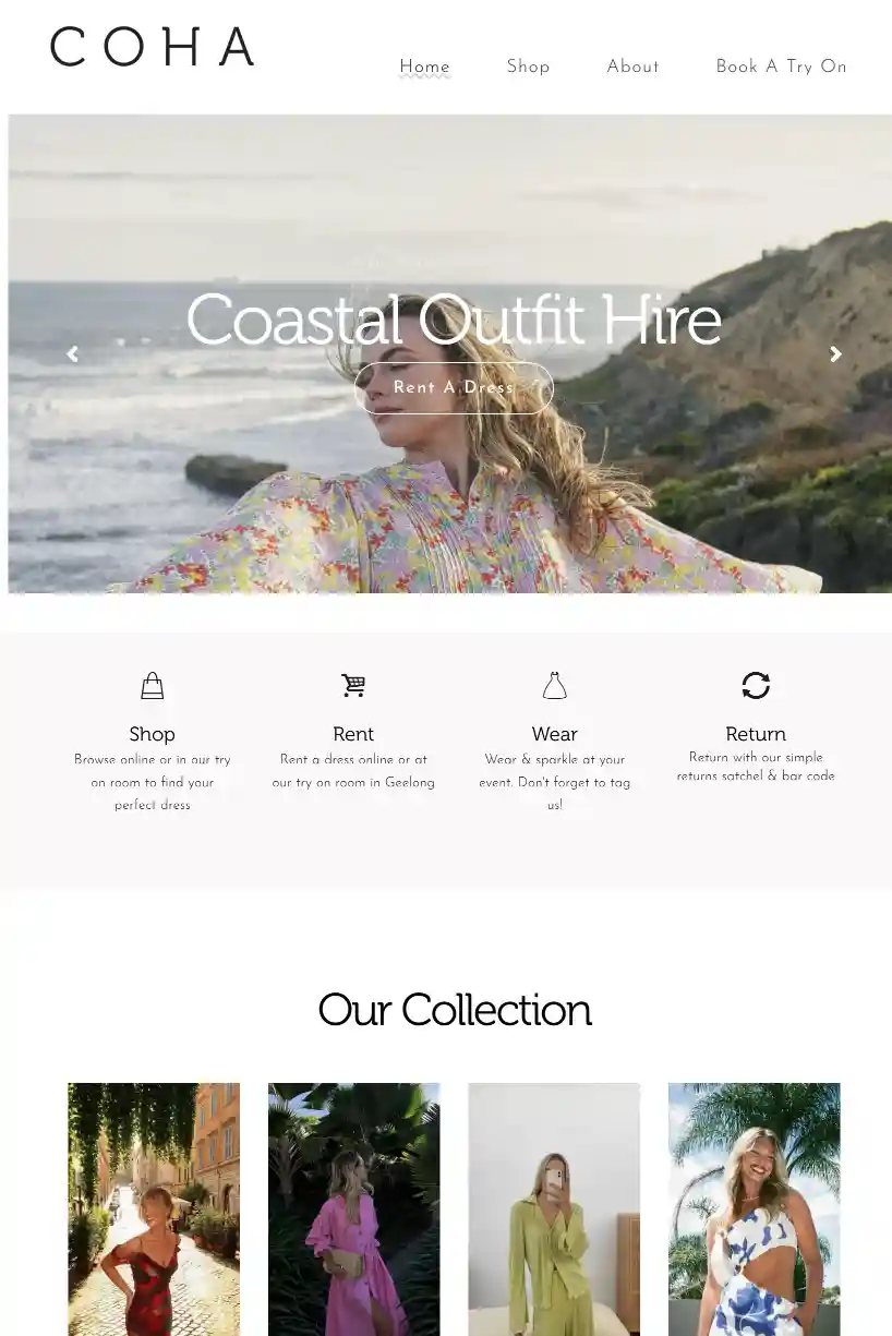 COHA E-Commerce Home Page