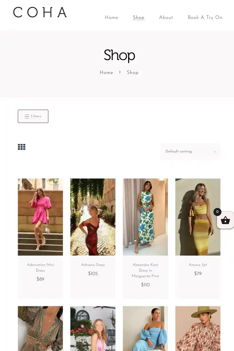 COHA E-Commerce Shop Page